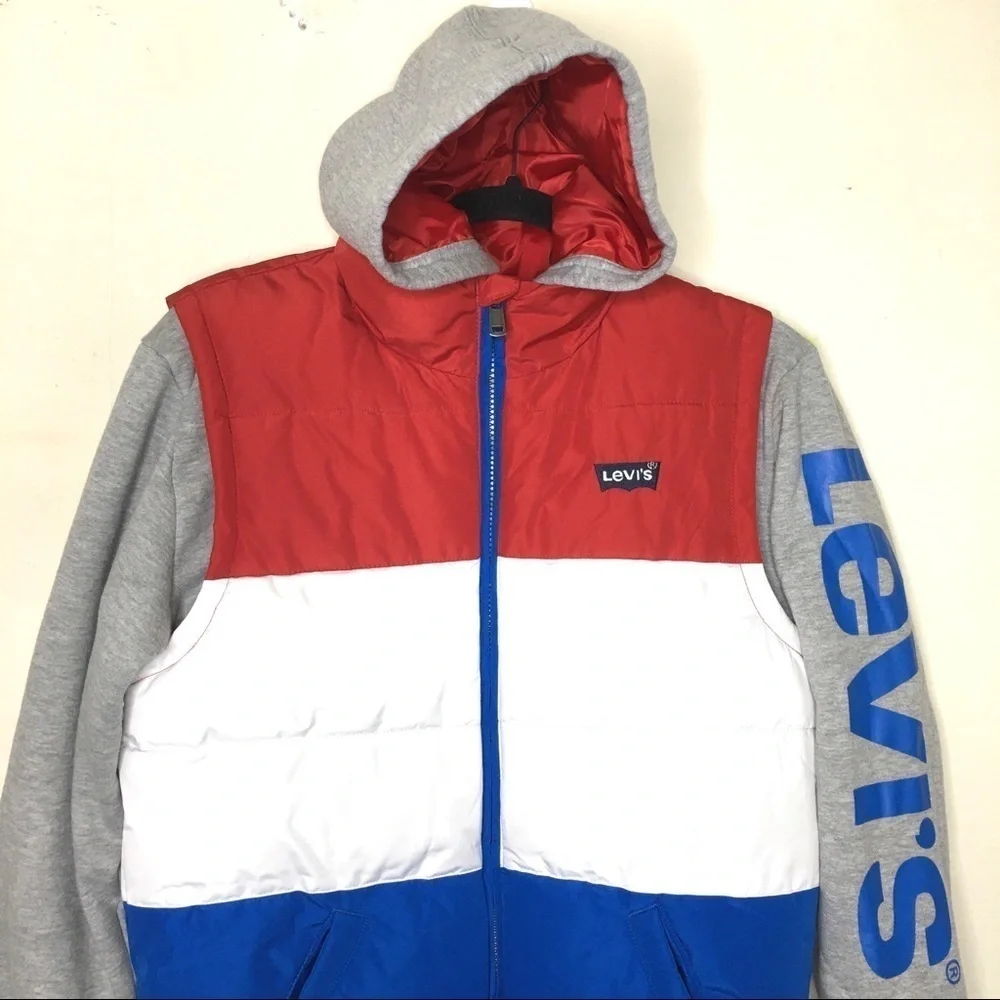 Levi’s‎ Boys Colorblock Logo Puffer Fleece Hoodie Jacket